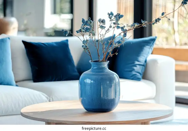 Cozy Living Room Decor with Blue Accents
