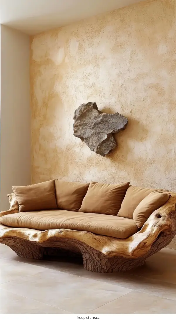 Unique Wooden Sofa in a Modern Interior