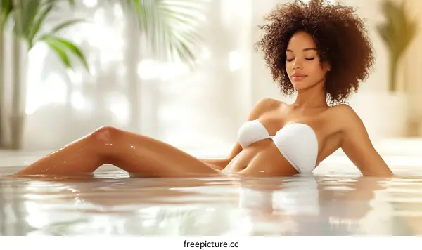Relaxing African Woman in a Spa
