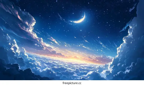 A Beautiful Night Sky Above the Clouds