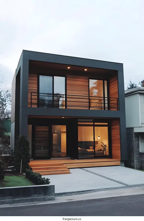 Modern Minimalist Two Story House With Wooden Siding