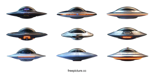 [Transparent Background PNG]Collection of Flying Saucers