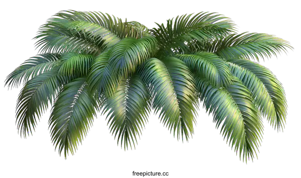 [Transparent Background PNG]Green Palm Leaves Isolated On White Background