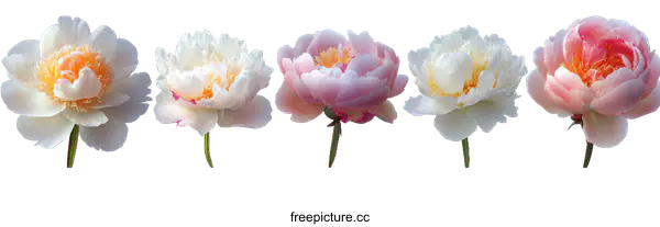 [Transparent Background PNG]Beautiful Peonies in Various Shades