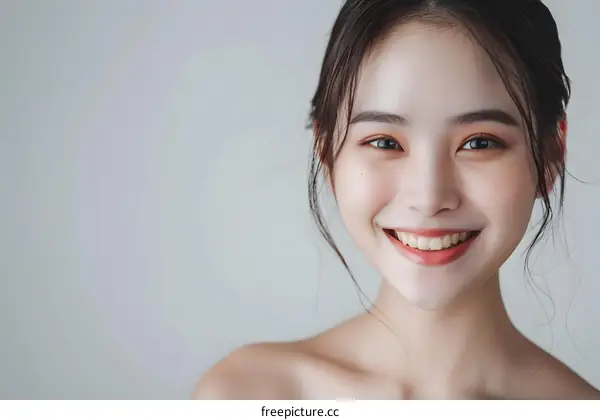 Beautiful Young Asian Woman Smiling With White Teeth