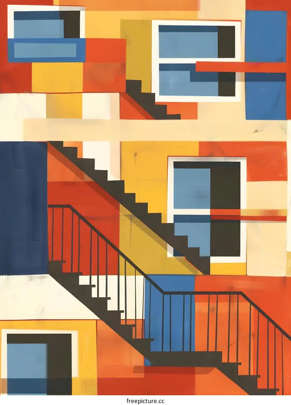 Abstract Staircase with Modern Colors