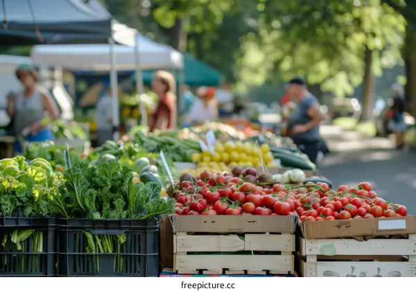 Fresh vegetables and fruits on sale at a local farmer's market
