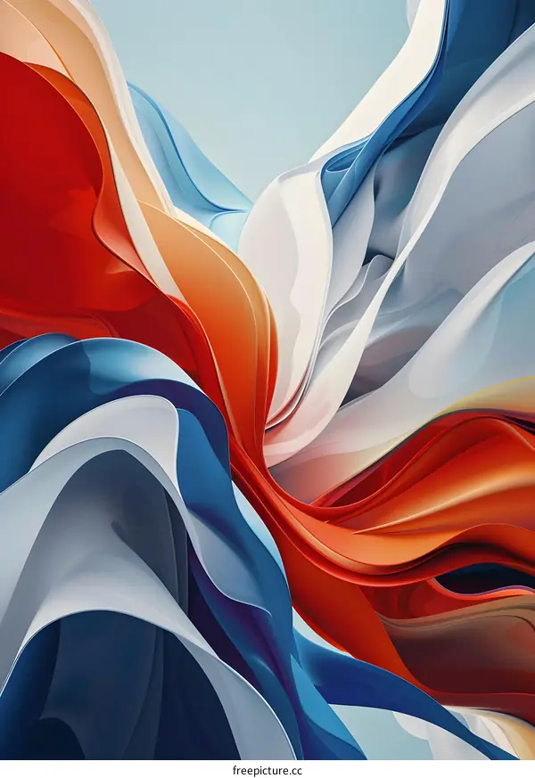 Abstract Fluid  Waves in Red Blue and White