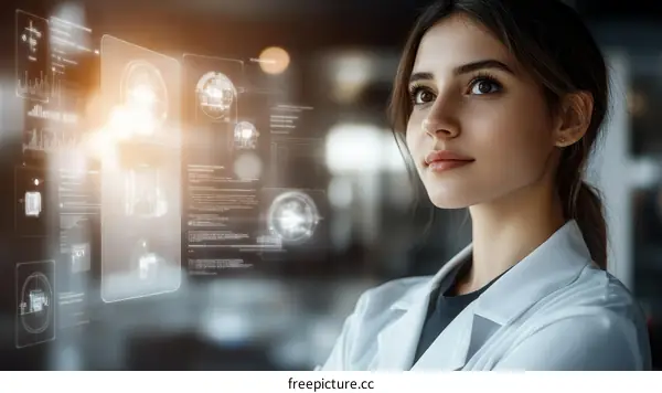 Female Scientist Exploring Futuristic Technology