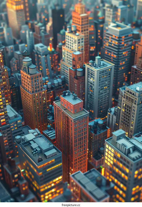 Urban Miniature Cityscape at Dusk
