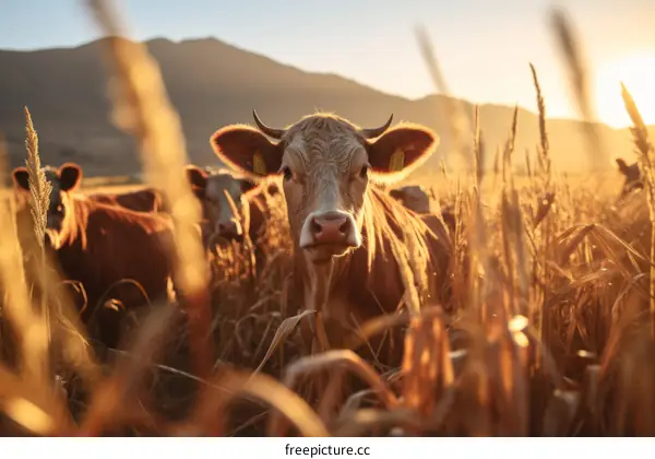 Cows grazing in a lush green pasture