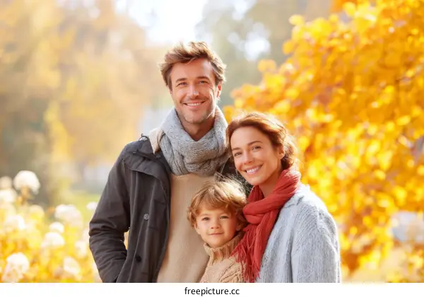 Happy Family in Autumn Park
