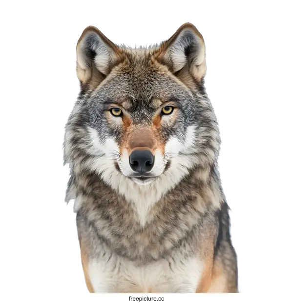 [Transparent Background PNG]Grey Wolf Portrait Against White Background
