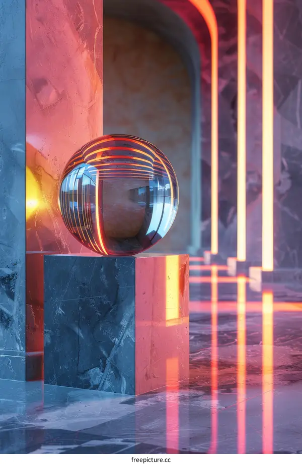 Abstract Geometric Interior Design with Neon Light