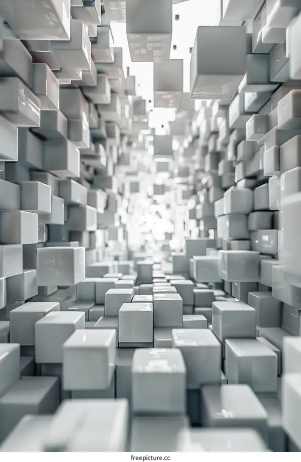 Vibrant 3D Abstract White Cubes Geometric Background