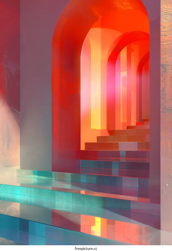 Abstract Architecture with Orange and Teal