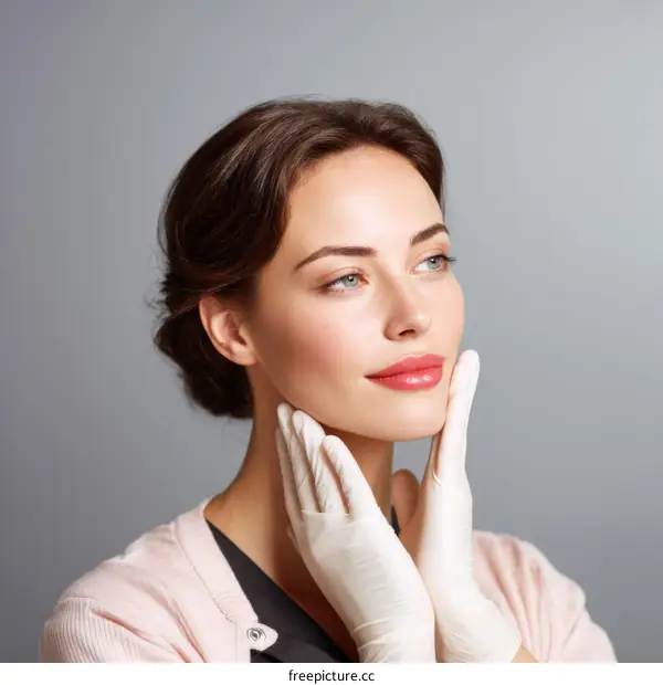 Beautiful Woman Receiving Facial Treatment