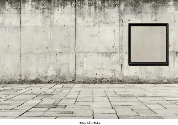 Blank Frame on Concrete Wall and Pavement
