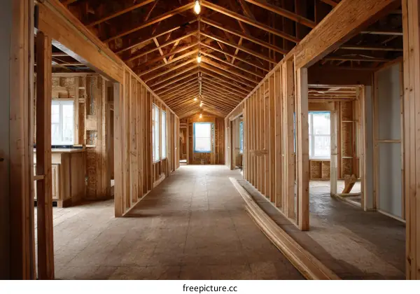 Under Construction House Interior Framing