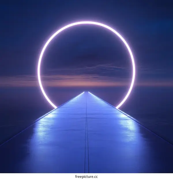 Neon Circle Pathway to the Horizon