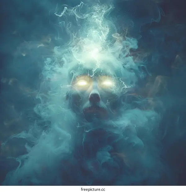 Man's Face Emerging from Smoke