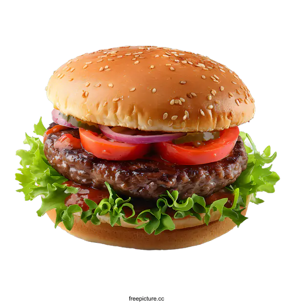 [Transparent Background PNG]Delicious burger on white background