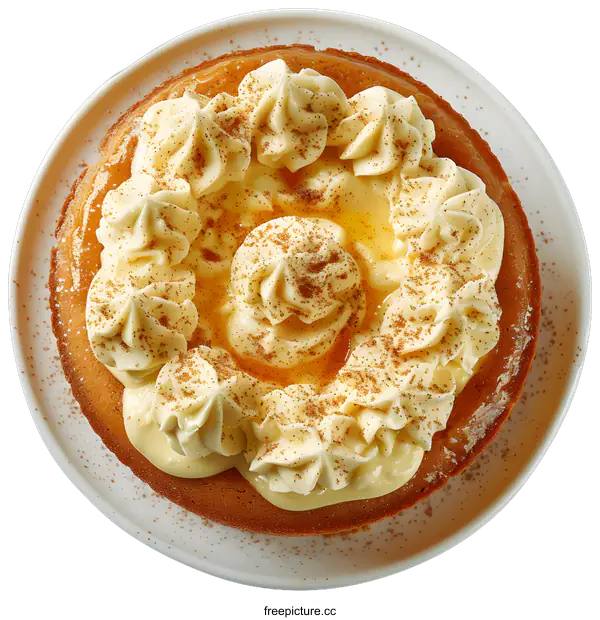 [Transparent Background PNG]A close-up image of a  cake with white icing and brown sugar