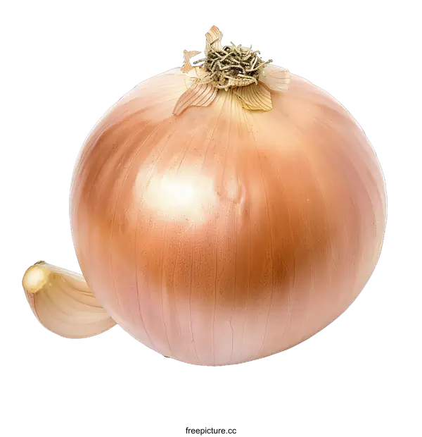 [Transparent Background PNG]Single Whole Yellow Onion Isolated on White Background