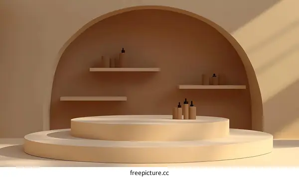 Beige Display Stand for Cosmetic Products