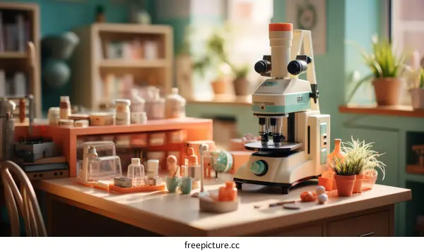 A close-up image of a microscope in a laboratory