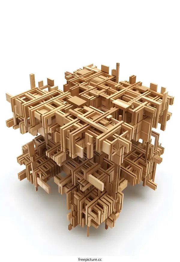 Abstract Wooden Structure Geometric Design