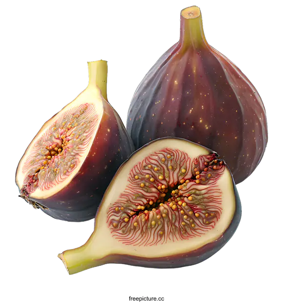 [Transparent Background PNG]Fresh ripe figs on white background