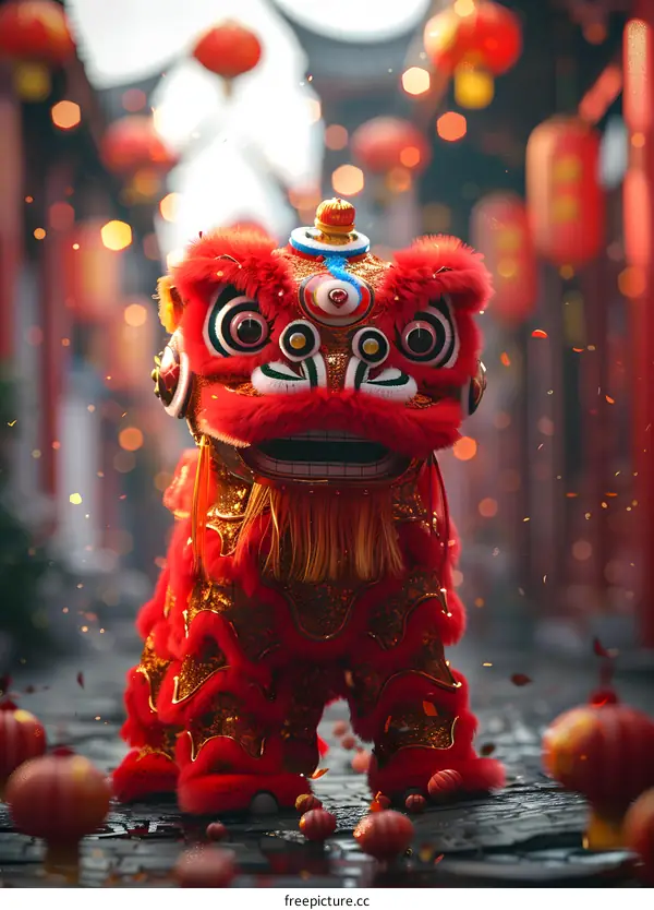 A lion dance performance to celebrate the Chinese New Year
