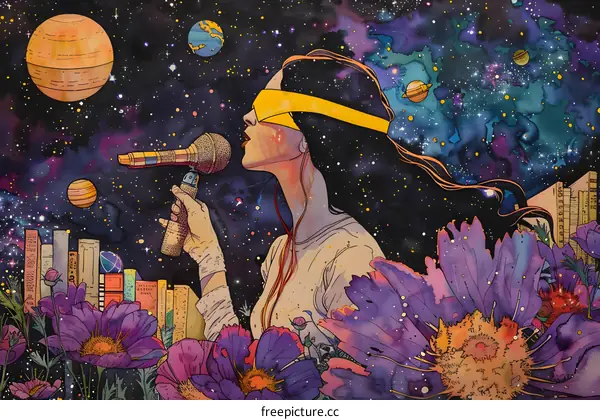 girl singing in cosmos