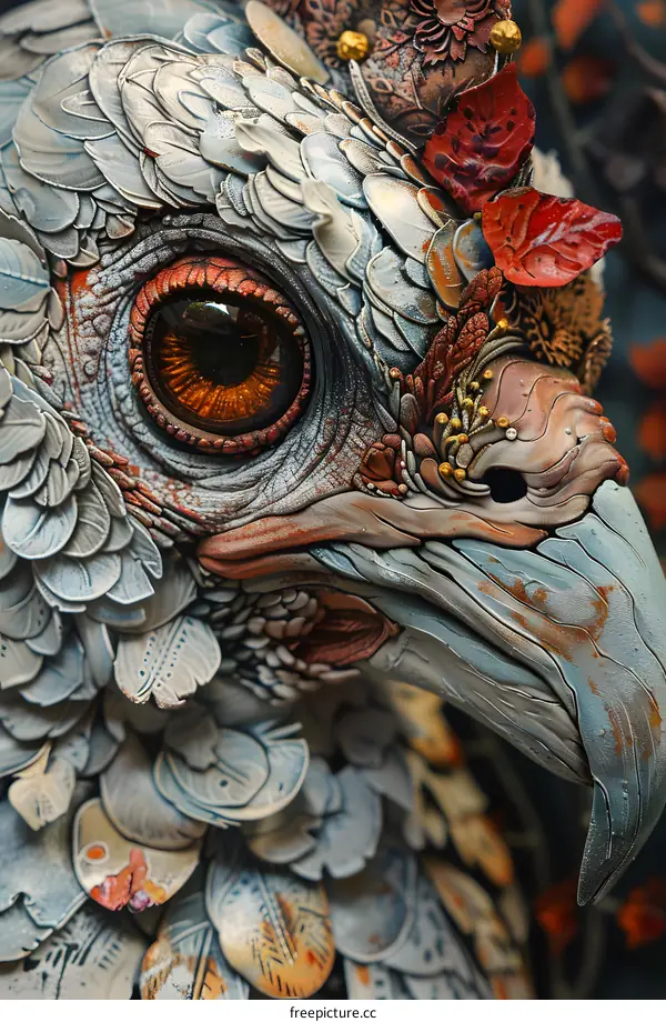 Intricate Bird Head Sculpture