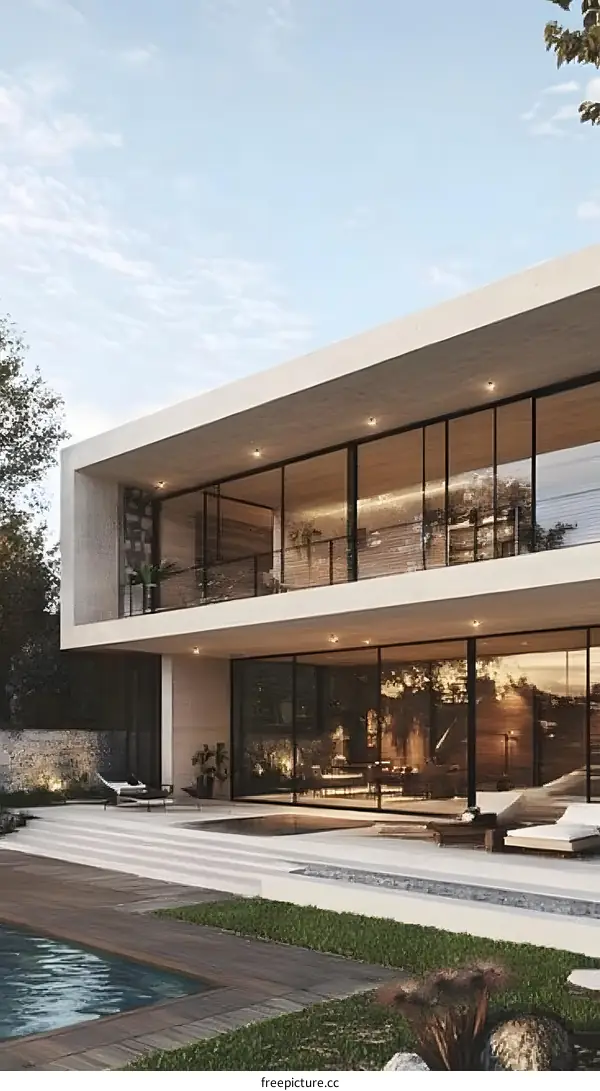 Modern Minimalist House with Swimming Pool and Landscaping