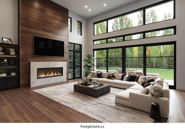 Modern Living Room with Large Windows