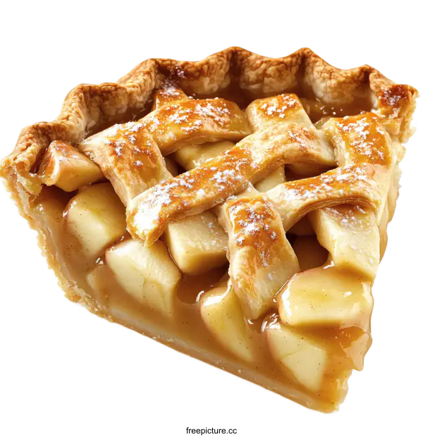 [Transparent Background PNG]Delicious Apple Pie Slice Close-up