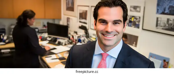 Smiling Businessman Portrait in Office Setting