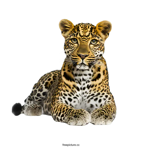 [Transparent Background PNG]Leopard Lying Down on White Background