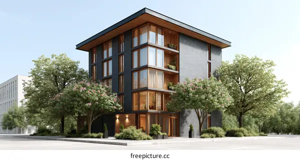 Modern Multi-Storey Apartment Building Exterior Design