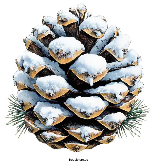 [Transparent Background PNG]Winter Pine Cone Illustration