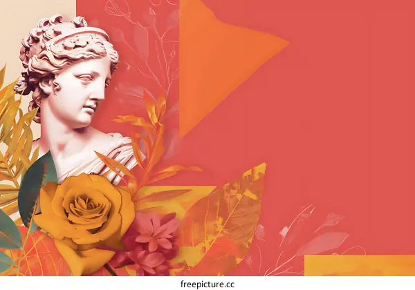 Abstract Art with  Bust and Flowers