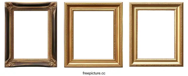 [Transparent Background PNG]Elegant Gold Picture Frames Set