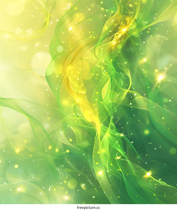 Green background with yellow flowers