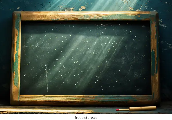 vintage school blackboard background with wooden frame