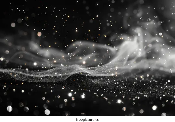 Black and white glitter background with a shiny silver wave.