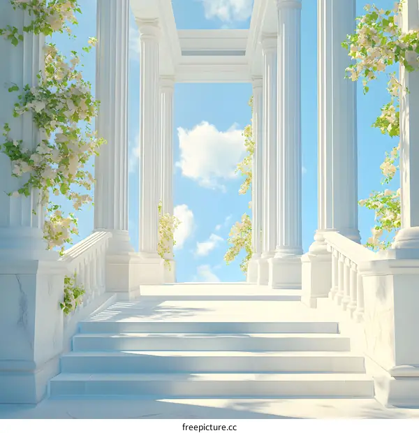 White Marble Stairway Leading To Heaven