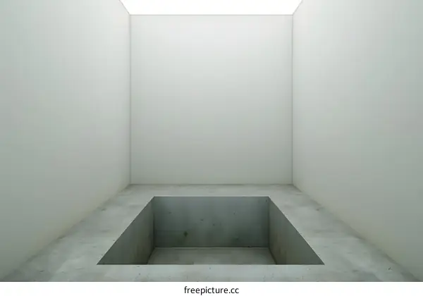 Minimalist Concrete Room with Recessed Square