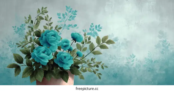 Floral Still Life in Teal